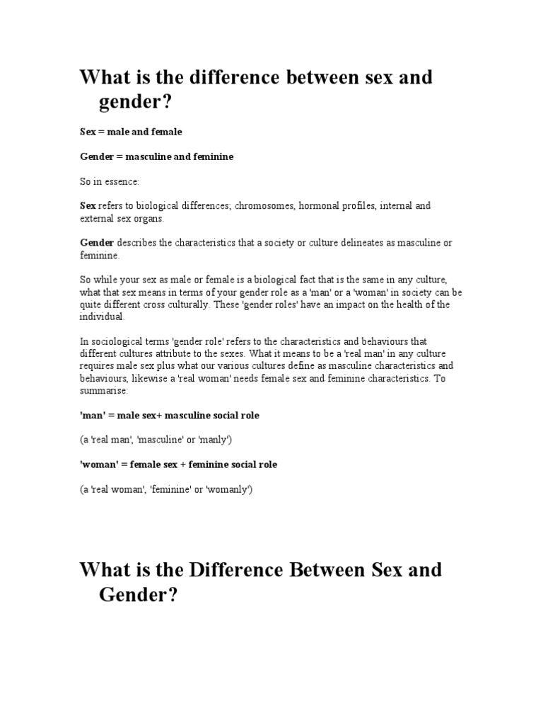 sex vs gender essay