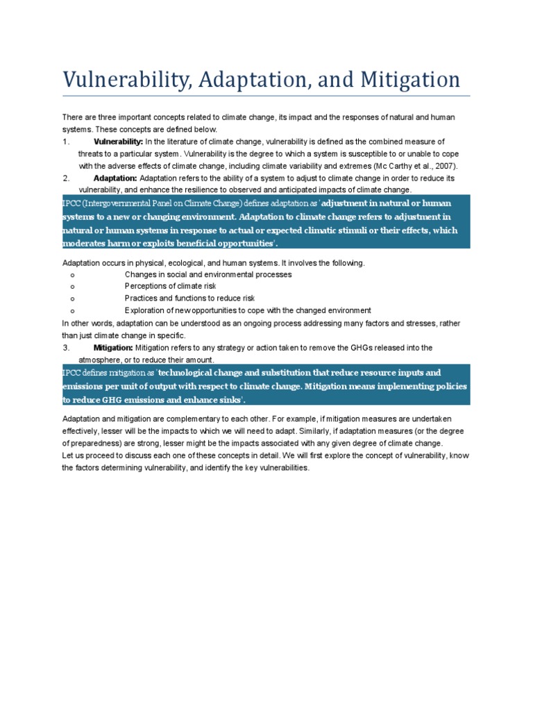 Vulnerability Climate Change | PDF | Climate Change Mitigation ...