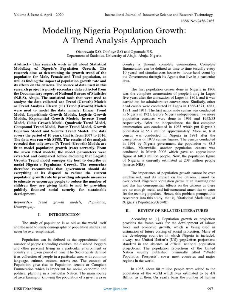 Modelling Nigeria Population Growth PDF