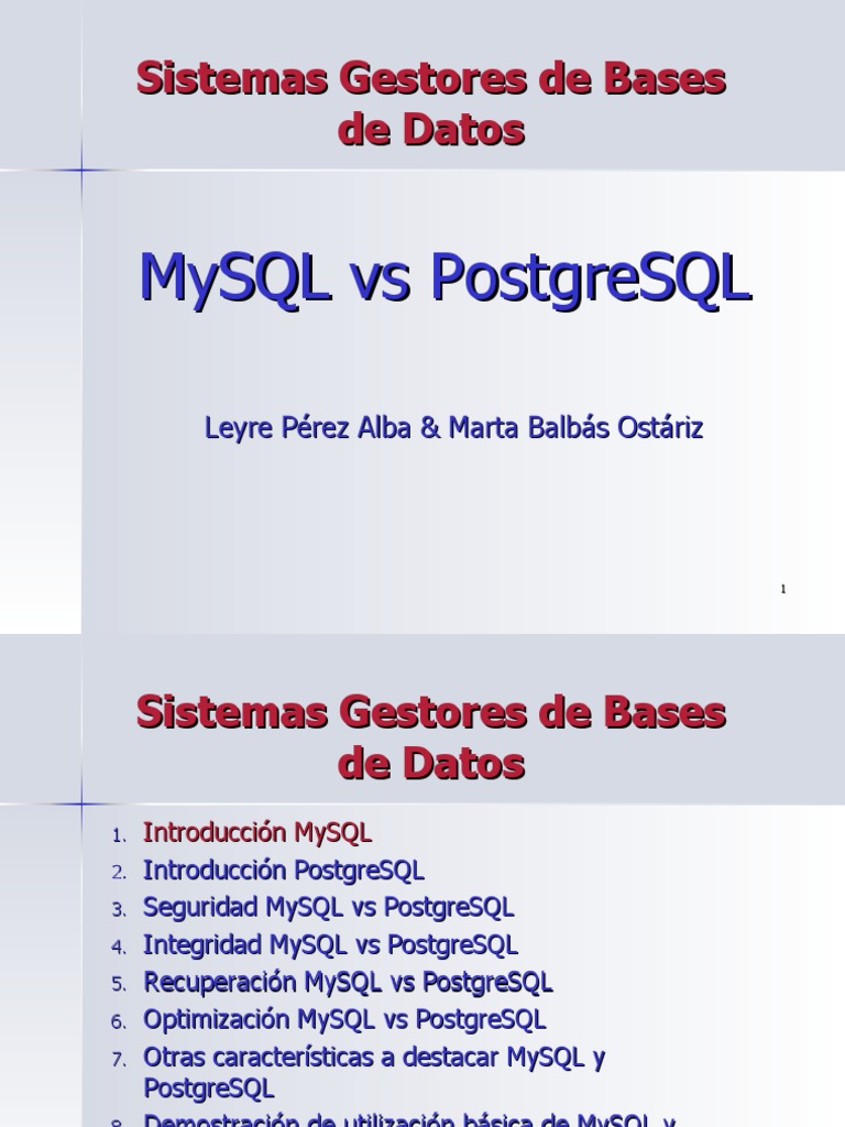 Mysql VS Posgres | PDF | Postgre Sql | Mi sql