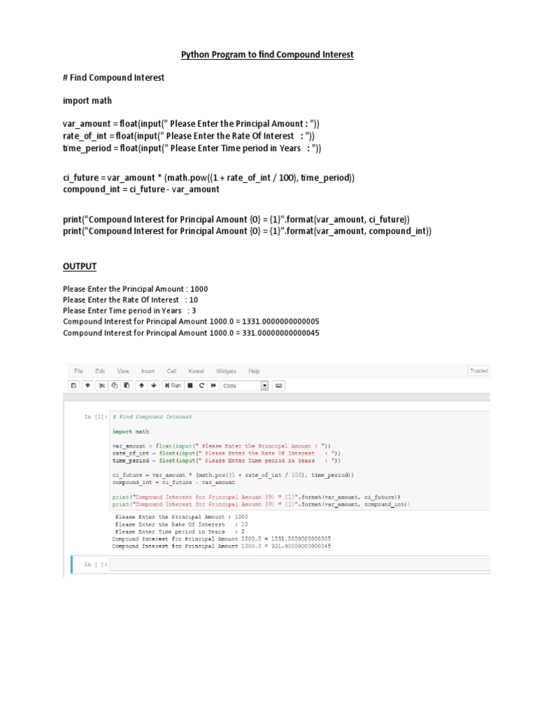 Python Program To Find Compound Interest | PDF
