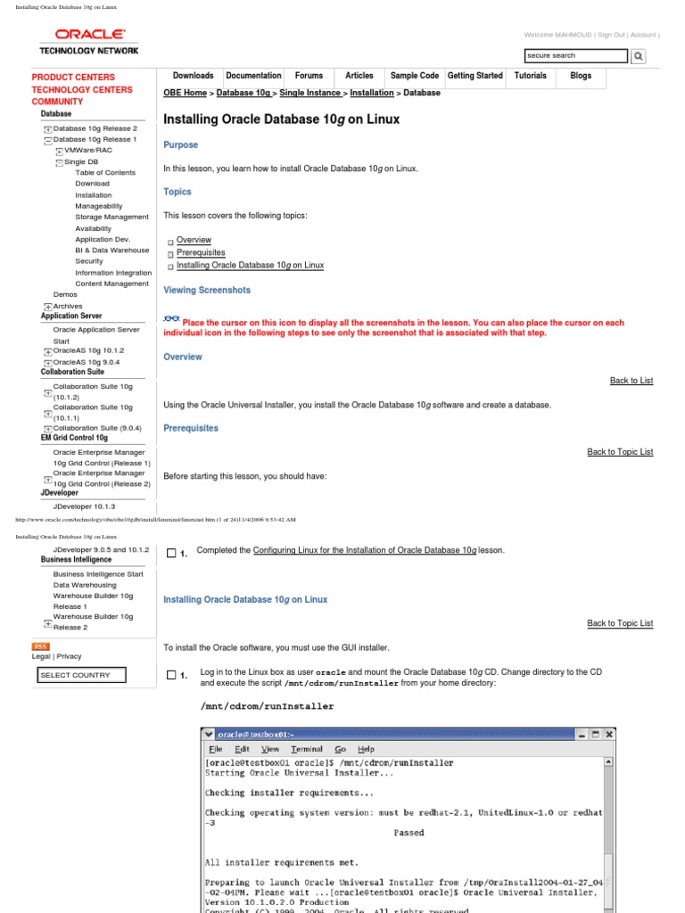 Install Oracle Database 10g on Linux | PDF | Oracle Database | Databases