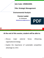 Module Code: 19MBA509A Module Title: Strategic Management Environmental Analysis