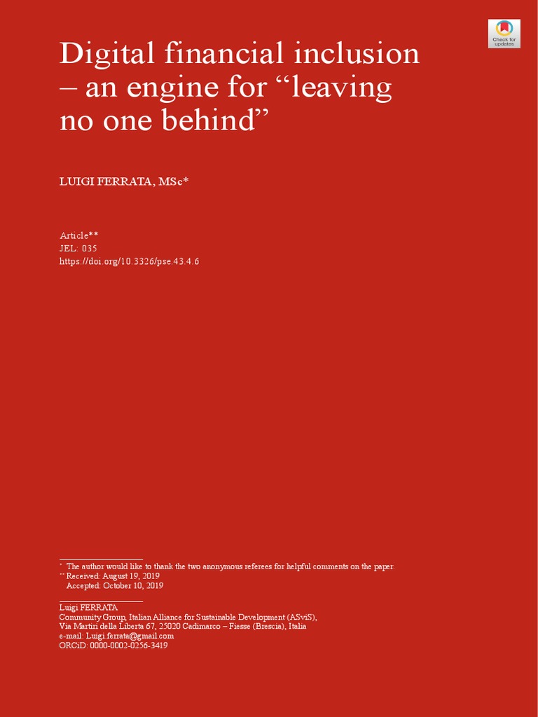 Digital Financial Inclusion PDF Financial Inclusion Social Exclusion