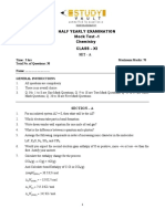 StudyVault-Class - XI HALF YEARLY EXAMINATION Mock Test - 01 - Chemistry - Set-A Paper