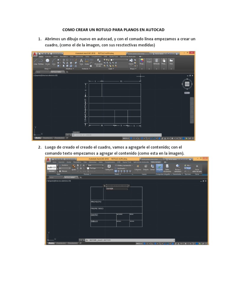 Crear rótulo para planos en AutoCAD | PDF