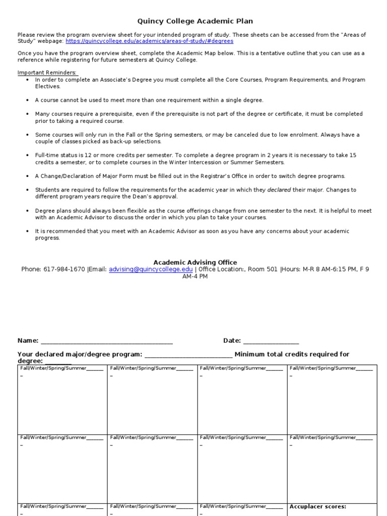 FYS Academic Plan PDF Academic Degree Academic Term