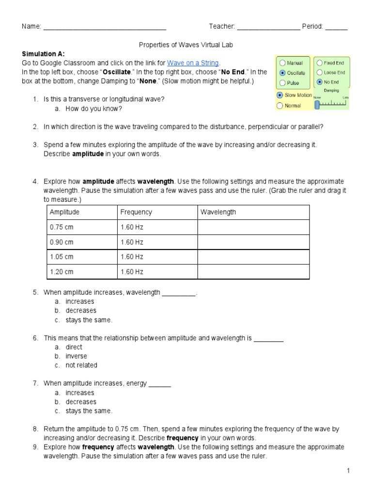 Exploring Wave Properties Lab Guide | PDF | Waves | Wavelength