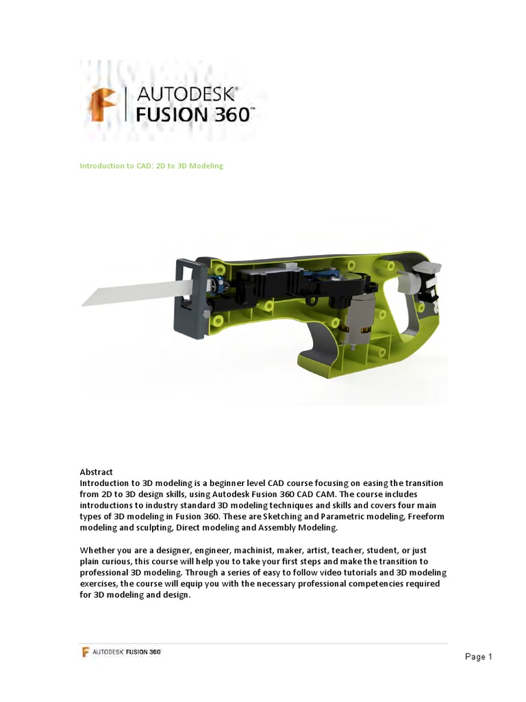 3D Modeling with Fusion 360 Basics | PDF | 3 D Computer Graphics ...