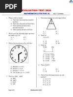 Evaluation Test 2020: Mathematics STD Five