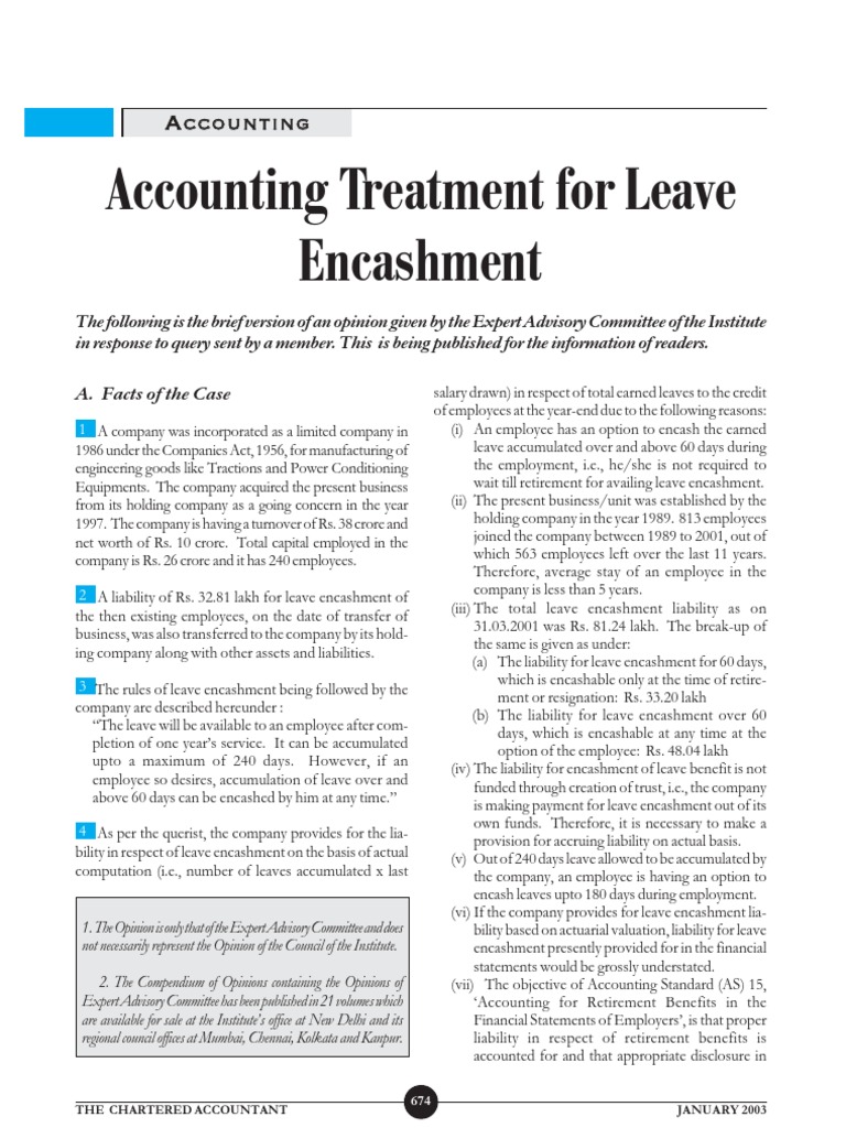 Leave Encashment Accounting Guidelines | PDF | Employment | Retirement