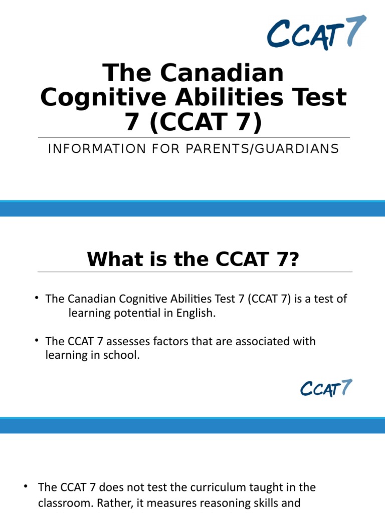 CCAT 7 Overview for Parents | PDF | Test (Assessment) | Education Theory