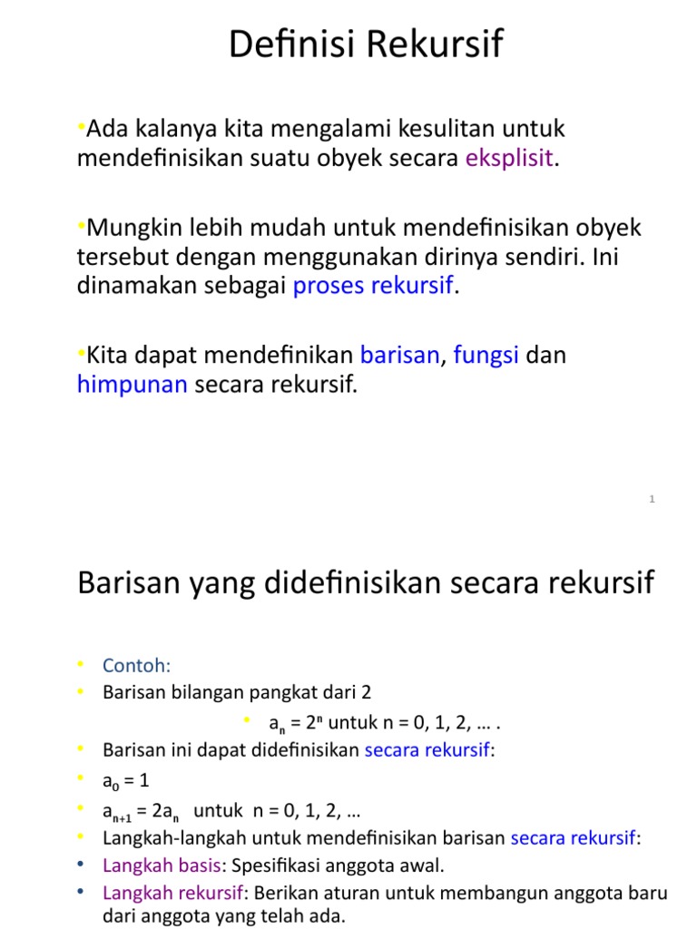 Matematika Diskrit Tentang Definisi Rekursif | PDF
