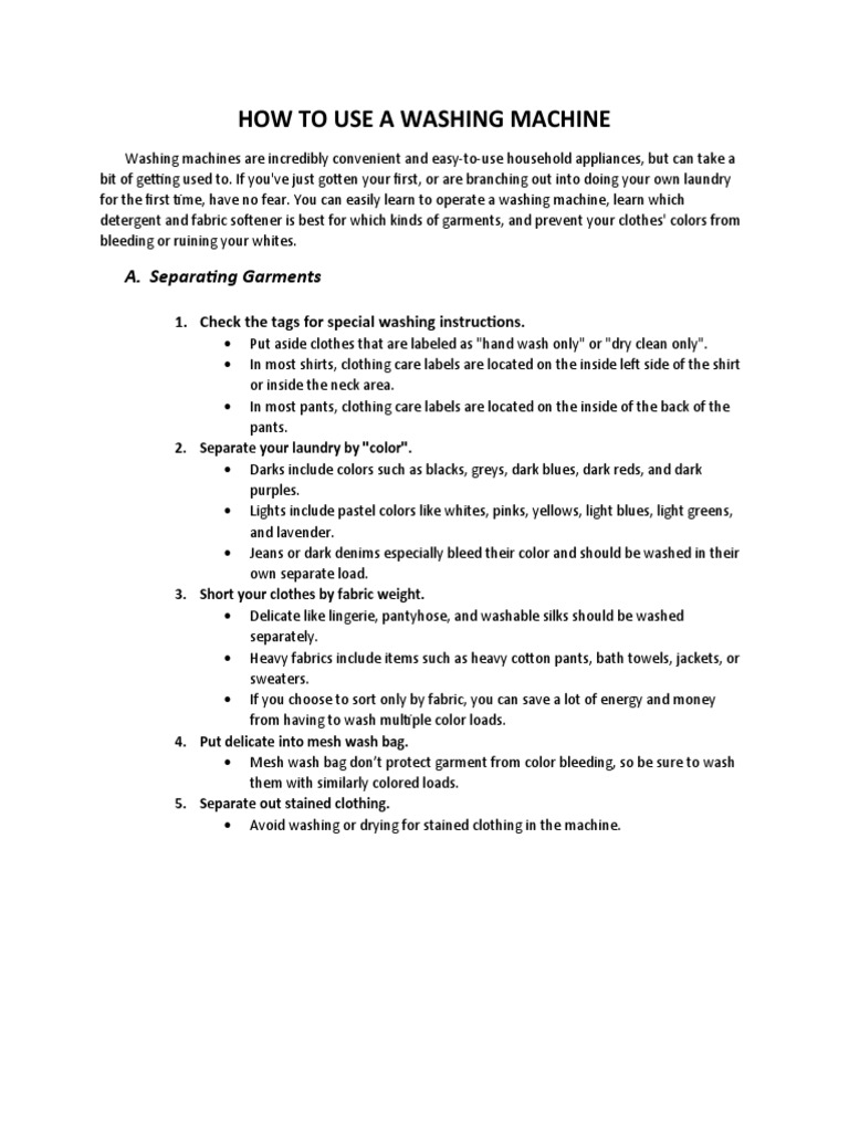 How to Use a Washing Machine Guide | PDF | Washing Machine | Clothing