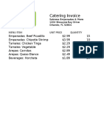 Catering Invoice: Sabrosa Empanadas & More 1202 Biscayne Bay Drive Orlando, FL 32804