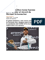 Lewis Hamilton toma fuerzas para igualar el récord de Michael Schumacher