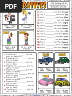 Comparative Forms of Adjectives Esl Grammar Gap Fill Exercises Worksheet PDF