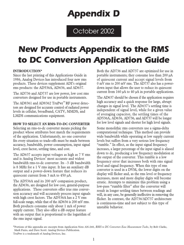 Rms DC App Guide Appendd PDF | PDF | Rectifier | Operational Amplifier