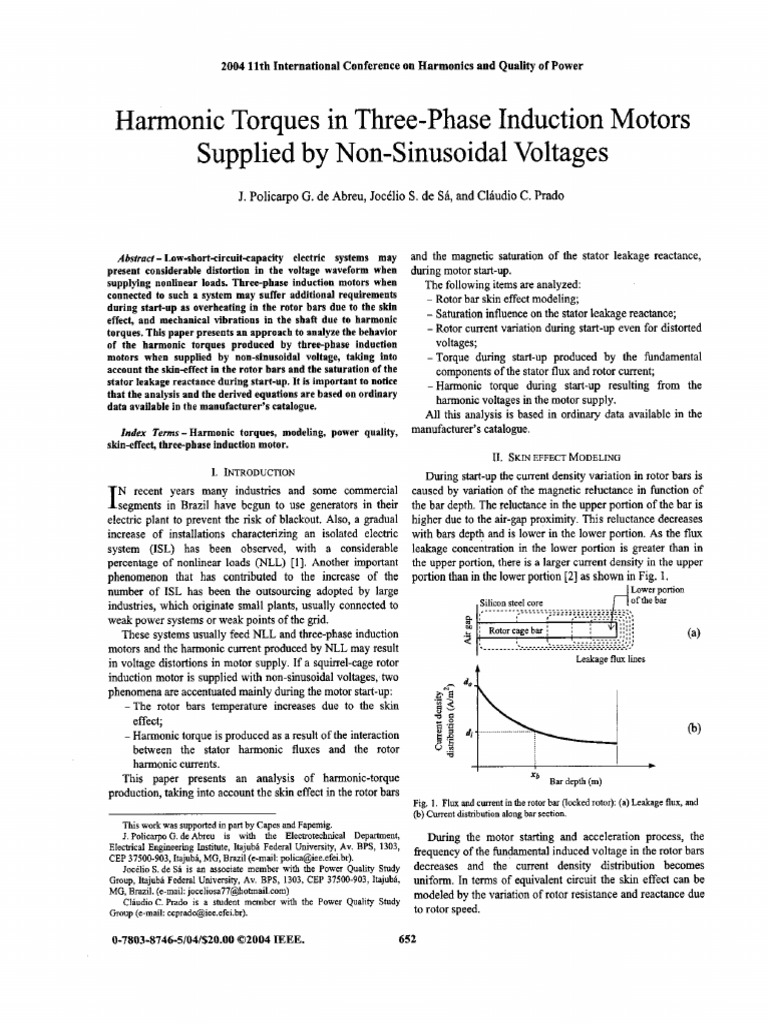 Harmonic Torques in Three Phase Induction Motors Supplied by ...