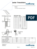 Low Power Bipolar Transistors: BC109 Series