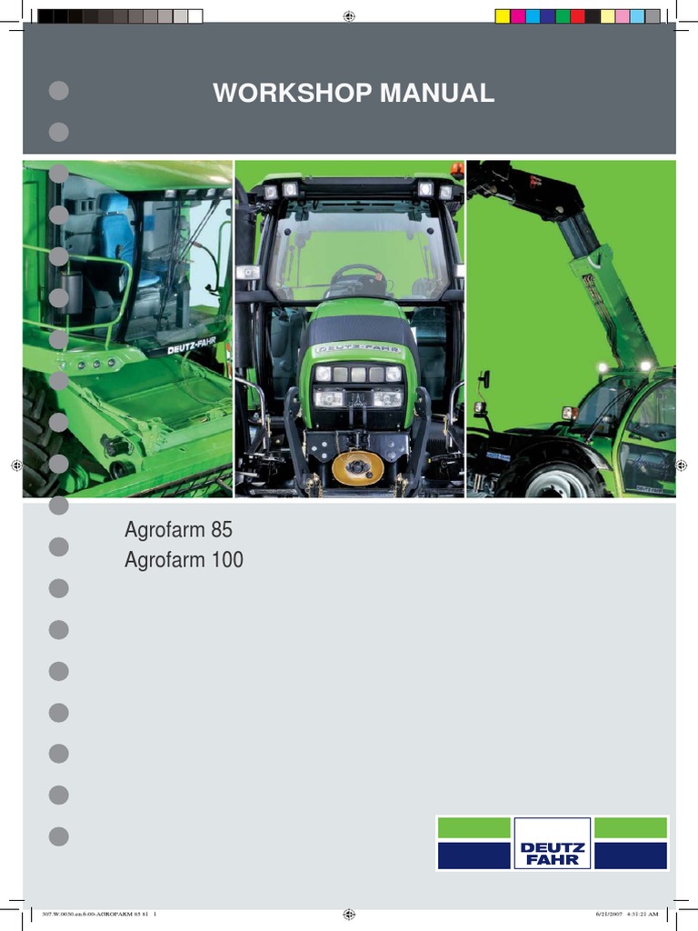 Deutz Fahr Agrofarm-85-100-Repair-Manual PDF | PDF | Transmission  (Mechanics) | Truck