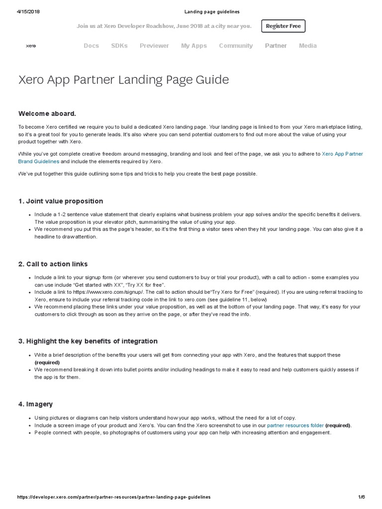 Xero App Partner Landing Guide | PDF | Http Cookie | Mobile App