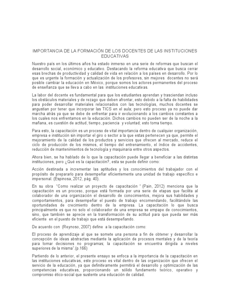 Formación Docente: Clave para la Educación | PDF | Maestros | Aprendizaje