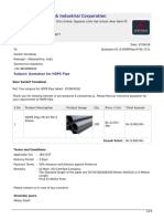 Arham Engineering & Industrial Corporation: Subject: Quotation For HDPE Pipe