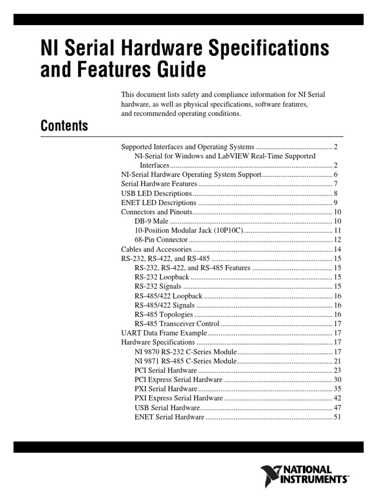 NI Serial Hardware Specifications PDF | PDF | Electronics | Electrical ...