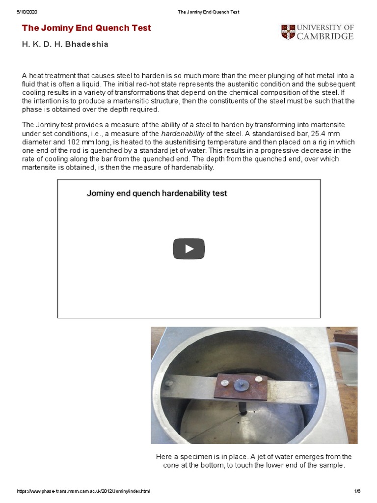 Jominy End Quench Test Explained | PDF | Steel | Metallurgy