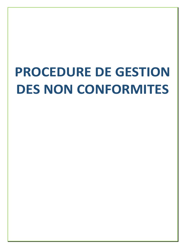 Procédure de Gestion des Non-Conformités | PDF | Business | Science