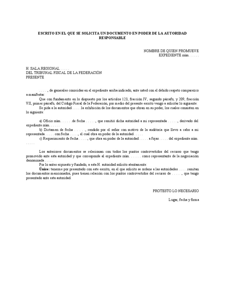 Solicitud de Documentos a Autoridad | PDF