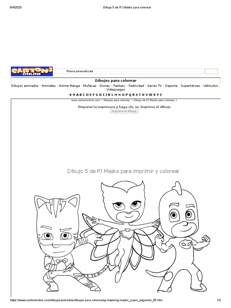 Dibujo 5 De Pj Masks Para Imprimir Y Colorear