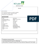 Quick Pay Transfer Receipt for INR 26,250 to Indian Bank Account