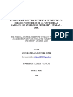 El Sistema de Control Interno Y Incidencia Los Estados Financieros de La "Universidad Católica Los Ángeles de Chimbote" - Huaraz - 2018