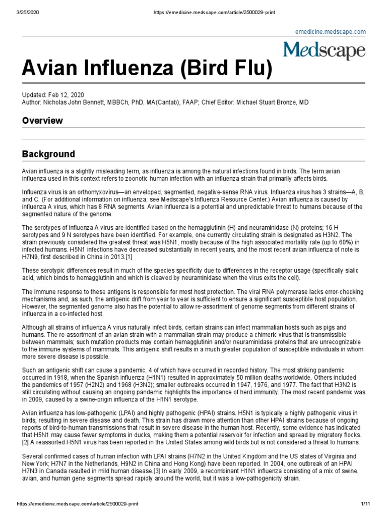 Avian PDF | PDF | Influenza A Virus Subtype H5 N1 | Influenza