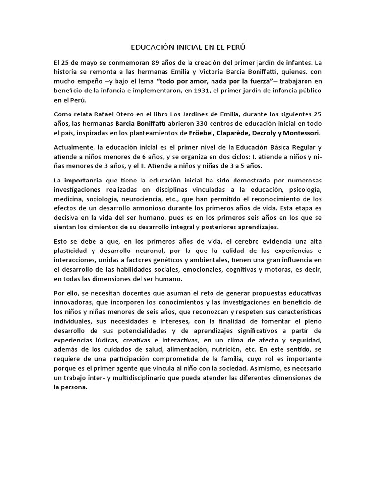 Historia de los Jardines en el Perú | PDF | Educación de la primera ...