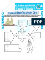 Ficha Multiplicación Por Tres y Cuatro Cifras para Cuarto de Primaria