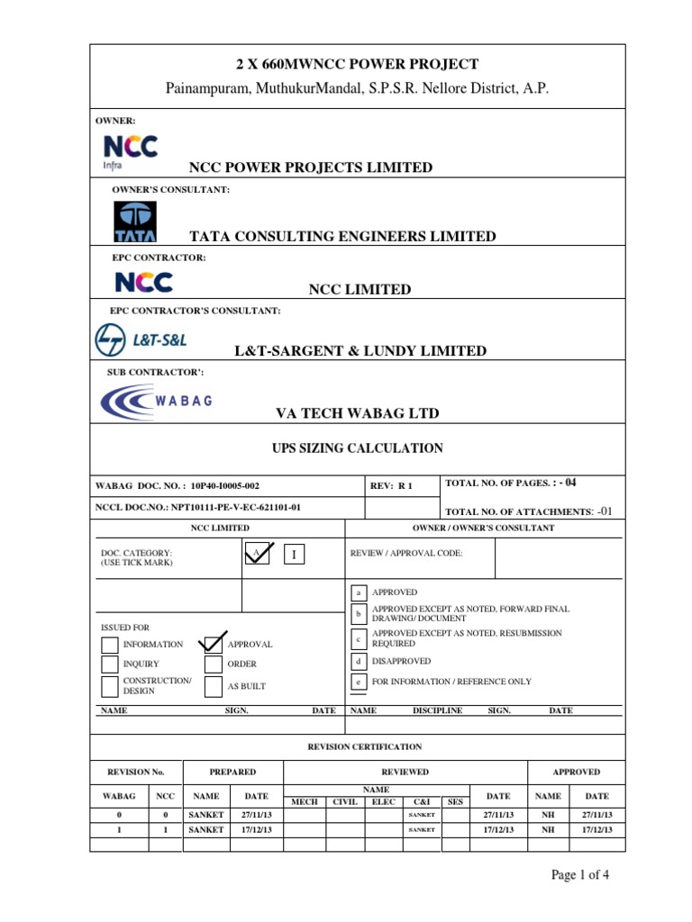 Sizing Calculation for 24VDC and 230VAC Power Supplies for PLC System and Field Devices in a