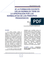 La Formación Docente en Las Escuelas Normales y La Apropiación Por Los Normalistas de Los Principios Pedagógicos PDF