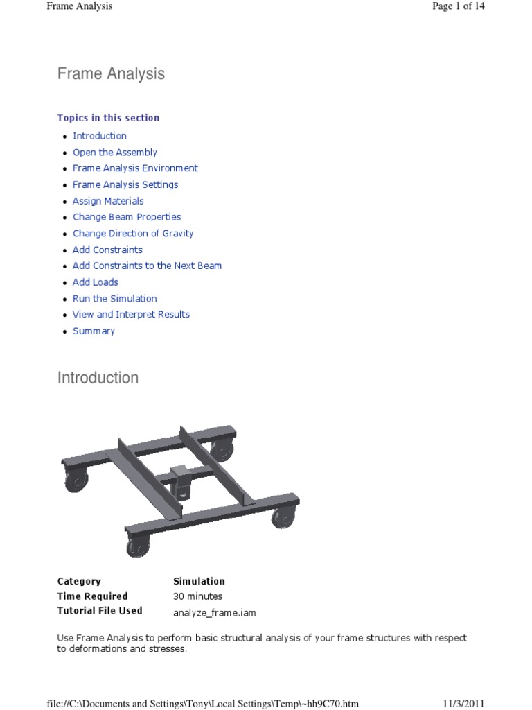 Frame Analysis: Topics in This Section | PDF | Dialog Box | Simulation