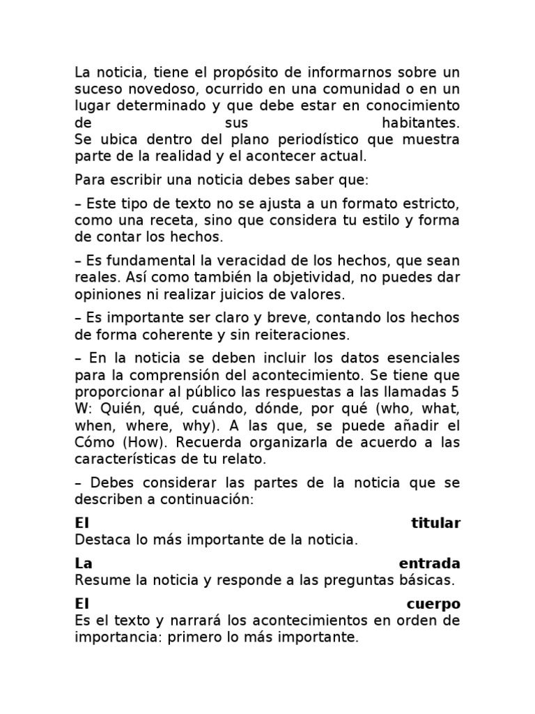 Guía para redactar una nota informativa | PDF | Informática y ...