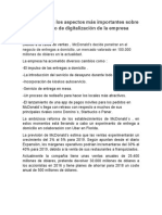 Resumen Con Los Aspectos Más Importantes Sobre El Proceso de Digitalización de La Empresa McDonald's