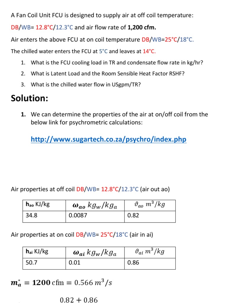 FCU Cooling Load and Duct Calculations | PDF | Latent Heat | Heat Transfer