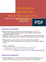 Introduction To Programming, Basic Structure of C Programs: ESC101: Fundamentals of Computing Nisheeth