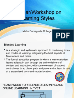 Seminar/Workshop On Learning Styles: Metro Dumaguete College