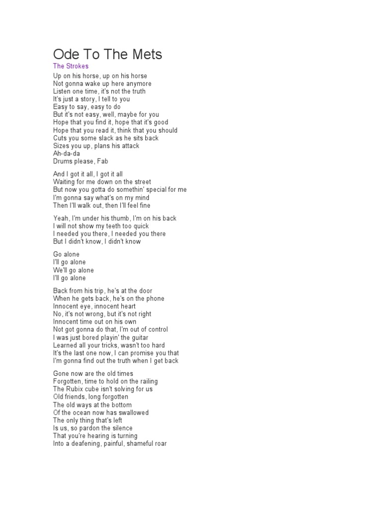 Ode to the Mets Lyrics Analysis | PDF