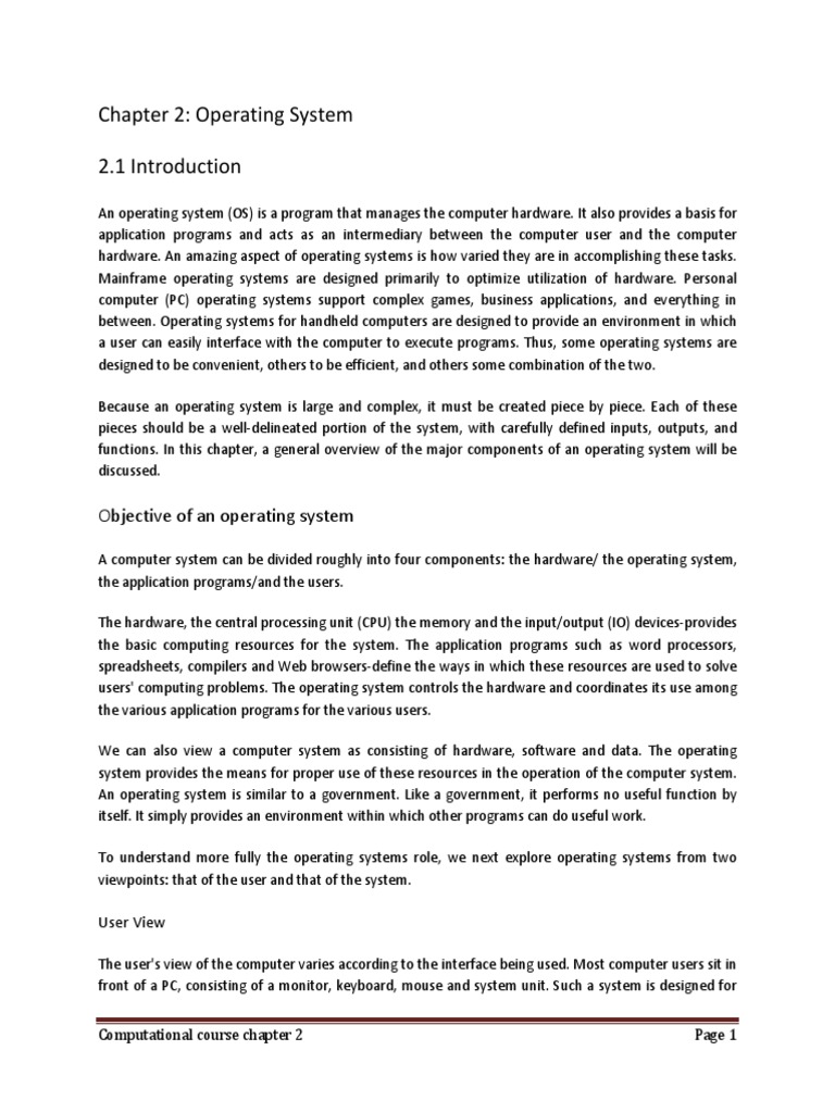 Chapter 2 Operating System PDF | PDF | Operating System | Unix