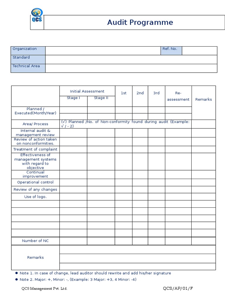 Audit Programme: QCS Management Pvt. LTD | PDF