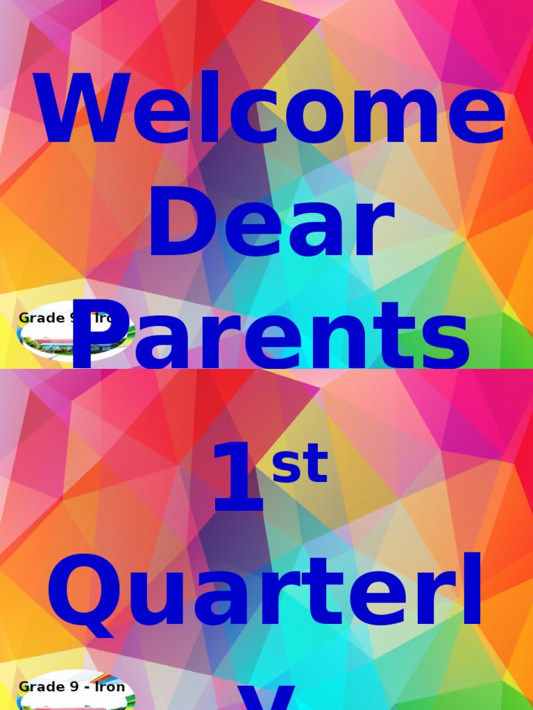 Welcome Dear Parents: Grade 9 - Iron | PDF